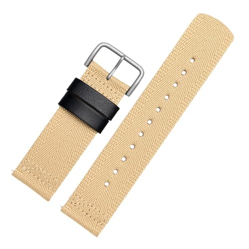 POYNMRE Kompatibel mit Casio PRG-600YB PRG-650 PRW-6600 GA2000 Nylonarmband Armbanduhrband Armband Längeres 24 mm(Khaki silver clasp) von POYNMRE