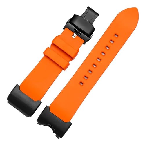 POYNMRE Kompatibel mit G-SHOCK Casio Big Clay King GWG-1000/GB Modifiziertes Uhrenarmband, wasserdichtes Silikonkautschukarmband, Schwarz, Grün, Blau(Orange-buckle B,GWG-1000GB) von POYNMRE