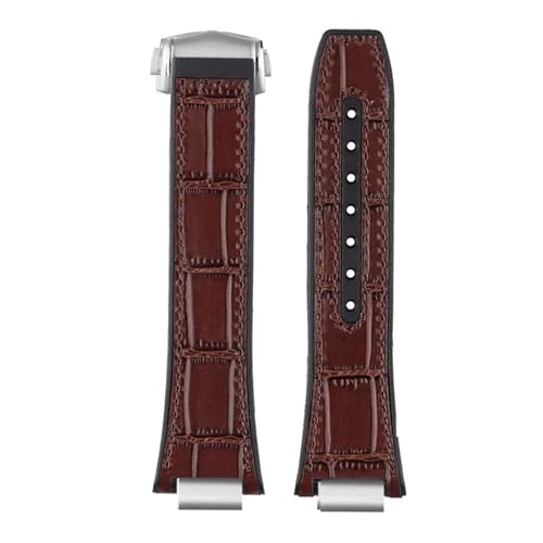 POYNMRE Kompatibel mit IWC Engineer Echtleder-Uhrenarmband IW328901 IW328902 IW328903 Herren-Uhrenarmband aus Rindsleder Gummiunterseite und Stahlverbindern(Brown brown line) von POYNMRE