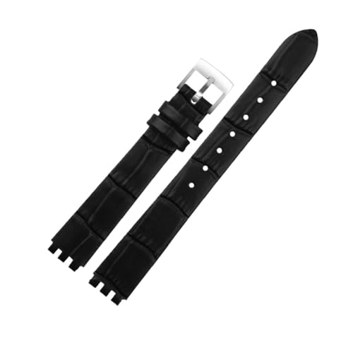 POYNMRE Kompatibel mit Swatch YSS317G LK292G/YSS317/LP131 Frauen mit echtem Leder -Uhren -Armband kleiner Seidengurt mit 12 mm(Bamboo black) von POYNMRE