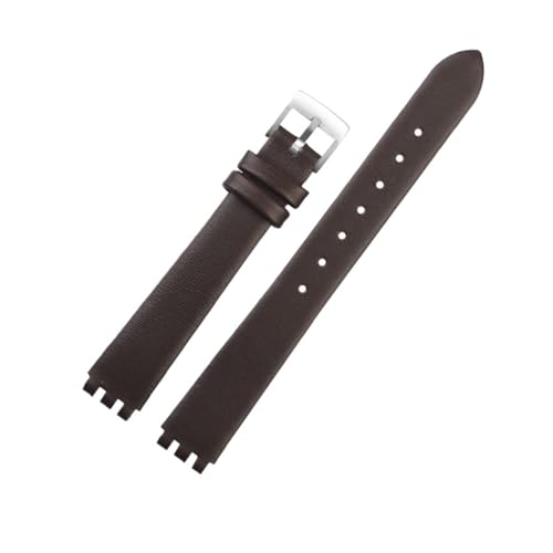POYNMRE Kompatibel mit Swatch YSS317G LK292G/YSS317/LP131 Frauen mit echtem Leder -Uhren -Armband kleiner Seidengurt mit 12 mm(Plain brown) von POYNMRE
