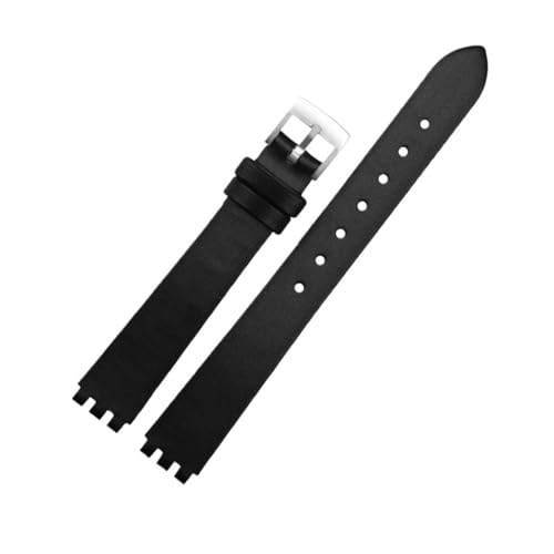 POYNMRE Kompatibel mit Swatch YSS317G LK292G/YSS317/LP131 Frauen mit echtem Leder -Uhren -Armband kleiner Seidengurt mit 12 mm(Silk Black) von POYNMRE