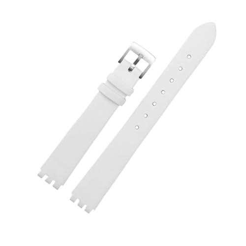 POYNMRE Kompatibel mit Swatch YSS317G LK292G/YSS317/LP131 Frauen mit echtem Leder -Uhren -Armband kleiner Seidengurt mit 12 mm(Silk White) von POYNMRE