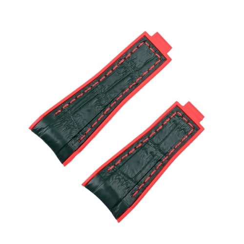 POYNMRE Krokodil-Zweifarben-Armband aus weichem Kautschuk, kompatibel mit Rolex SUBMARINER DAYTONA SUP GMT, Herren-Uhrenarmband Feineinstellung und Zugknopfverschluss(Green red,20mm rosegold buckle) von POYNMRE