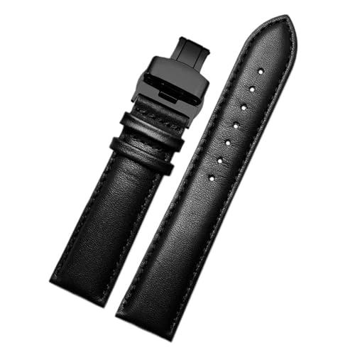 POYNMRE Lederarmband mit Karomuster, kompatibel mit Casio EFV540/506/EFS-S500/510/EFR-30 EFV-540, Armband schwarz-braun, 18 mm, 20 mm, 22 mm, 24 mm(Black-black B,22mm) von POYNMRE