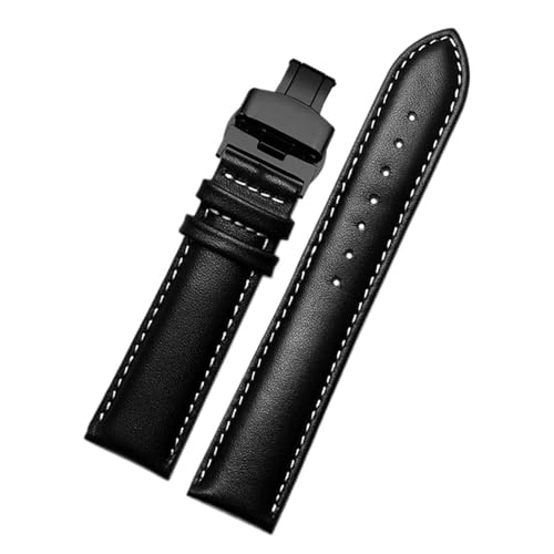 POYNMRE Lederarmband mit Karomuster, kompatibel mit Casio EFV540/506/EFS-S500/510/EFR-30 EFV-540, Armband schwarz-braun, 18 mm, 20 mm, 22 mm, 24 mm(Black white-black B,22mm) von POYNMRE