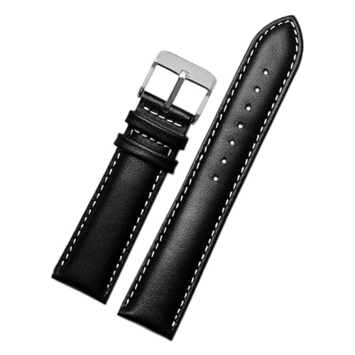 POYNMRE Lederarmband mit Karomuster, kompatibel mit Casio EFV540/506/EFS-S500/510/EFR-30 EFV-540, Armband schwarz-braun, 18 mm, 20 mm, 22 mm, 24 mm(Black white-silver A,24mm) von POYNMRE