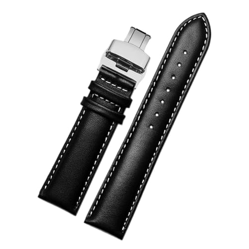 POYNMRE Lederarmband mit Karomuster, kompatibel mit Casio EFV540/506/EFS-S500/510/EFR-30 EFV-540, Armband schwarz-braun, 18 mm, 20 mm, 22 mm, 24 mm(Black white-silver B,16mm) von POYNMRE