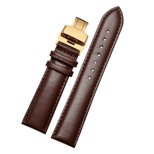 POYNMRE Lederarmband mit Karomuster, kompatibel mit Casio EFV540/506/EFS-S500/510/EFR-30 EFV-540, Armband schwarz-braun, 18 mm, 20 mm, 22 mm, 24 mm(Brown-rosegold B,20mm) von POYNMRE