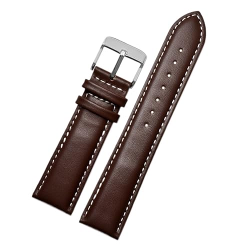 POYNMRE Lederarmband mit Karomuster, kompatibel mit Casio EFV540/506/EFS-S500/510/EFR-30 EFV-540, Armband schwarz-braun, 18 mm, 20 mm, 22 mm, 24 mm(Brown white-silver A,21mm) von POYNMRE
