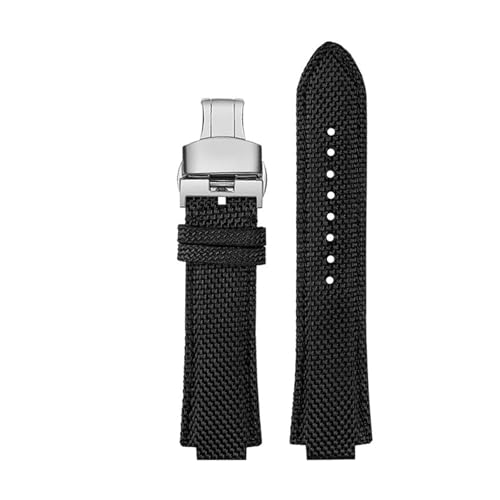 POYNMRE Neues Uhrenarmband aus Nylon, Canvas und Leder unten, kompatibel mit dem Uhrenarmband der Casio Edifice-Serie GST-B400 EFB-680 ECB-10D, Silikonarmband(Antique Black) von POYNMRE