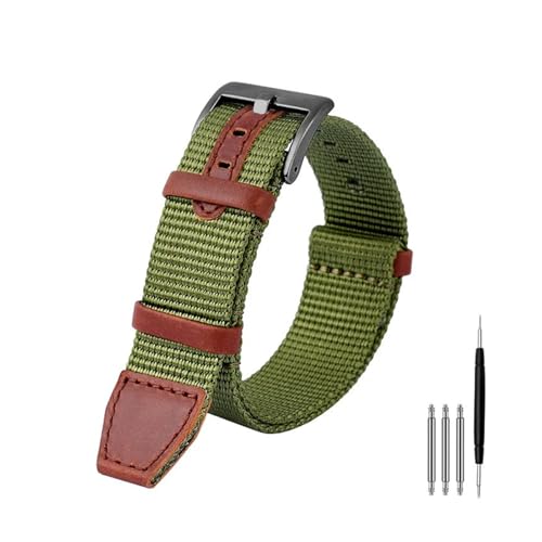 POYNMRE Nylon-Armband kompatibel mit HAMILTON Khaki Field H69439931 H69439411 Seiko T-Imex Armband(Army green black,20mm) von POYNMRE