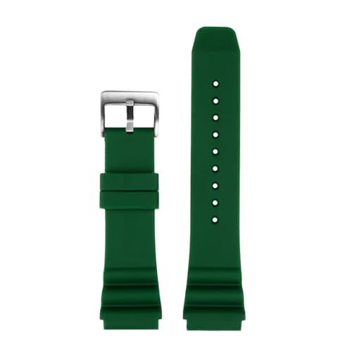 POYNMRE Silikon-Armband aus Gummi, kompatibel mit Citizen Green Black Water Ghost AI7001 AI7009 NJ0129 AW1598, Uhrenarmband, Sportarmband, 22 mm(Green-silver) von POYNMRE