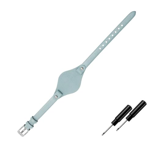 POYNMRE Uhrenarmbänder aus echtem Leder, kompatibel mit Fossil ES3077 ES2830 ES3262 ES3060, stilvolle Damen-Uhrenarmbänder, kleines Armband(Sky blue,8mm silver clasp) von POYNMRE