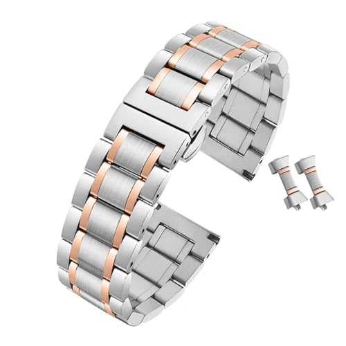 POYNMRE Uhrenarmband aus Edelstahl for Herren, Präzisionsstahl, kompatibel mit Tissot Rossini Longines Ebo, Uhrenkette 14 mm, 16 mm, 18 mm, 20 mm, 22 mm(Silver Rose gold,18mm) von POYNMRE