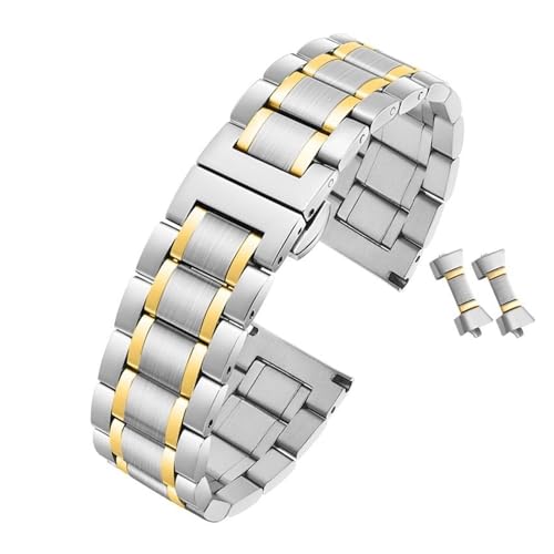 POYNMRE Uhrenarmband aus Edelstahl for Herren, Präzisionsstahl, kompatibel mit Tissot Rossini Longines Ebo, Uhrenkette 14 mm, 16 mm, 18 mm, 20 mm, 22 mm(Silver gold,24mm) von POYNMRE