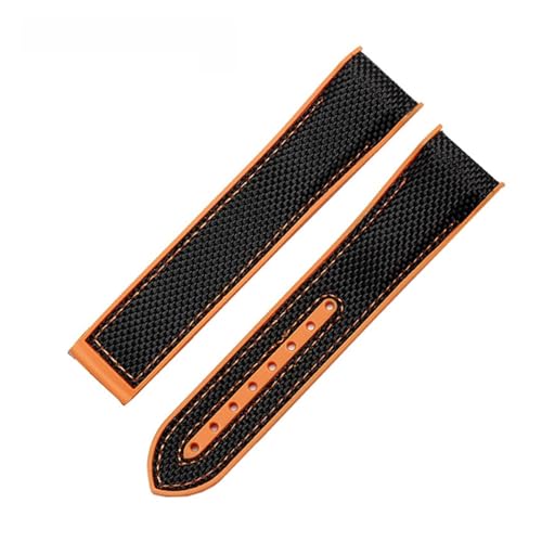 POYNMRE Uhrenarmband aus Nylon, wasserdicht, Unterseite aus Gummi, 20 mm, 22 mm, kompatibel mit 8900 9900 Herrenuhrarmband(Black orange,20mm gold buckle) von POYNMRE