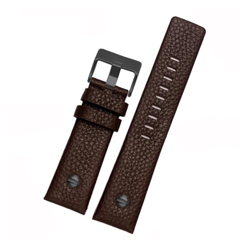POYNMRE Uhrenarmband aus echtem Leder, kompatibel mit Diesel-Armband DZ1657 DZ1405 DZ1206 DZ4323 DZ7313 DZ7257, männlich, 24 mm, 26 mm, 28 mm, Schwarz, Braun(Brown-black nails,22mm) von POYNMRE