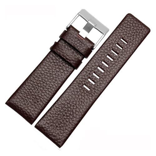 POYNMRE Uhrenarmband aus echtem Leder, kompatibel mit Diesel-Armband DZ1657 DZ1405 DZ1206 DZ4323 DZ7313 DZ7257, männlich, 24 mm, 26 mm, 28 mm, Schwarz, Braun(Brown-silver,30mm) von POYNMRE