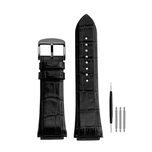 POYNMRE Uhrenarmband aus echtem Leder for Herren, kompatibel mit Uhren der Serien GUESS W0247G3 W0040G3 W0040G7, Blau, Schwarz, Braun, 22 mm(Black black) von POYNMRE