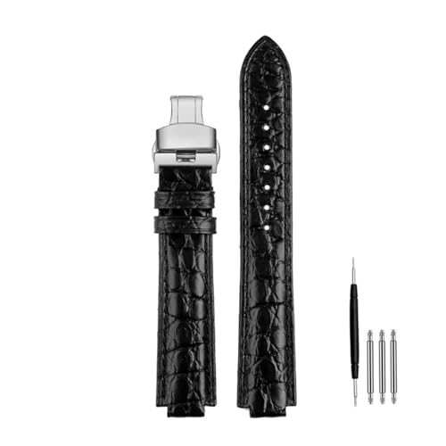 POYNMRE Uhrenarmband kompatibel mit Cartier Blue Balloon WSBB0038/42 mm Armband Krokodil W69012Z4 Zubehör Herren Damen Ersatzband(Black silver Folding,20.12mm) von POYNMRE
