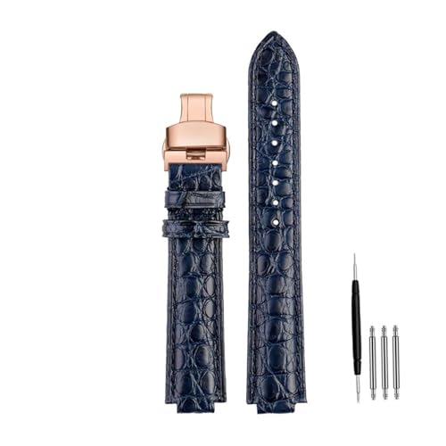 POYNMRE Uhrenarmband kompatibel mit Cartier Blue Balloon WSBB0038/42 mm Armband Krokodil W69012Z4 Zubehör Herren Damen Ersatzband(Blue RG Folding,18.11mm) von POYNMRE