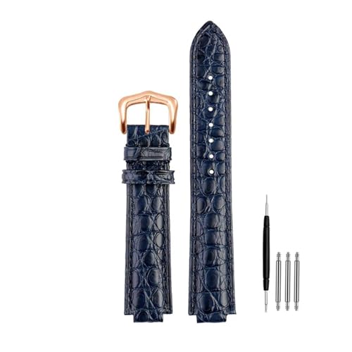 POYNMRE Uhrenarmband kompatibel mit Cartier Blue Balloon WSBB0038/42 mm Armband Krokodil W69012Z4 Zubehör Herren Damen Ersatzband(Blue rose gold pin,18.11mm) von POYNMRE