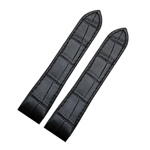 POYNMRE Uhrenarmband kompatibel mit Cartier Santos 100 Herren Damen Rindslederbänder Faltschließe Echtlederarmband(Black NO Buckle,23mm) von POYNMRE