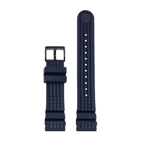 POYNMRE Waffel-Uhrenarmband, kompatibel mit Seiko PROSPEX SKX007 Water Ghost 20 mm 22 Abalone Small MM Silikon Herren Taucher Sport Gummi Uhrenarmband(A Blue-black,Width 22mm) von POYNMRE