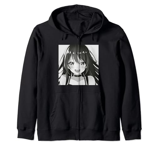 Manga Anime Girl Schwarz und Weiß Kapuzenjacke Manga Anime Girl Schwarz und Weiß Kapuzenjacke von PP Anime Accessories