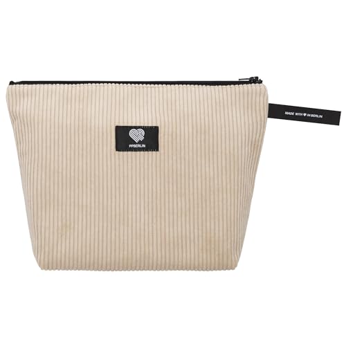 Kulturbeutel Damen Herren Reise – Cord Beige Handmade in Germany – Kosmetiktasche Unisex mit Reißverschluss – Organizer Tasche Medium – vegan & robust von PP-Berlin