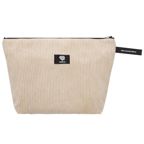 Kulturbeutel Damen Herren Reise – Cord Beige Handmade in Germany – große Kosmetiktasche Unisex mit Reißverschluss – Organizer Tasche – vegan & robust von PP-Berlin