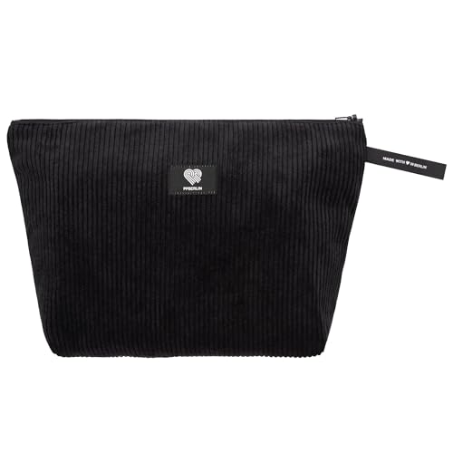Kulturbeutel Damen Herren Reise – Cord Schwarz Handmade in Germany – große Kosmetiktasche Unisex mit Reißverschluss – Organizer Tasche – vegan & robust von PP-Berlin