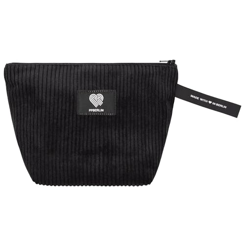 Kulturbeutel klein Reise – Cord Schwarz Handmade in Berlin – Organizer Tasche Kosmetiktasche Damen Herren Unisex – vegan & robust von PP-Berlin