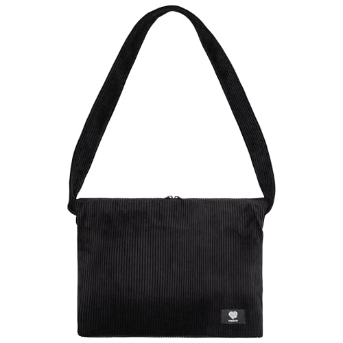 PP-Berlin Umhängetasche Damen Herren Unisex – Cord Schwarz Crossbody Schultertasche – Tasche für Tablet & Alltag – Organizer mit Reißverschluss – Handmade in Germany – vegan & fair von PP-Berlin