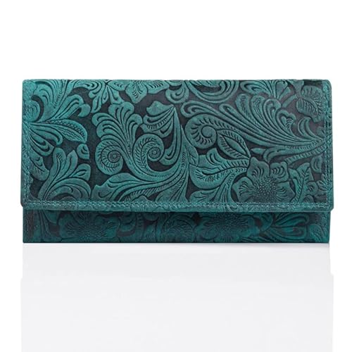 Geldbörse Damen groß viele fächer RFID Leder Paolo Peruzzi T-25 grün von PP PAOLO PERUZZI collection