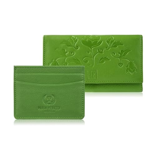 Geschenk-Set für Sie Damen Blumen Geldbörse T-45 und Leder Kartenetui T-151 ZUP-144-GR von PP PAOLO PERUZZI collection