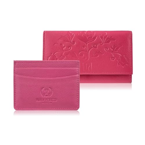 Geschenk-Set für Sie Damen Blumen Geldbörse T-45 und Leder Kartenetui T-151 ZUP-144-PI von PP PAOLO PERUZZI collection