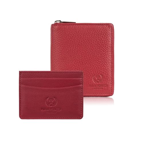 Geschenk-Set für Sie Damen Geldbörse rot T-139 und Leder Kartenetui T-151 ZUP-143-RD von PP PAOLO PERUZZI collection