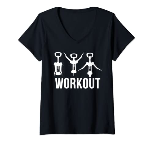 Damen Wine Workout T-Shirt mit V-Ausschnitt von PP Wine Lover Designs