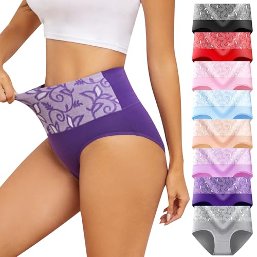 PPBYS Unterhosen Damen Baumwolle Hohe Taille Slips Unterwäsche Frauen Atmungsaktiv Weiche Slips Mehrpack von PPBYS