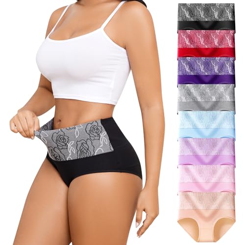 PPBYS Unterhosen Damen Baumwolle Hohe Taille Slips Unterwäsche Frauen Atmungsaktiv Weiche Slips Mehrpack von PPBYS