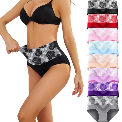 PPBYS Unterhosen Damen Baumwolle Hohe Taille Slips Unterwäsche Frauen Atmungsaktiv Weiche Slips Mehrpack von PPBYS