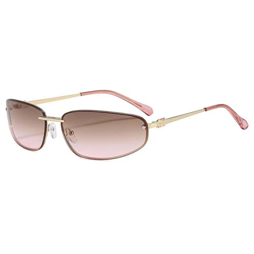 Luxus-Sonnenbrille für Damen, Vintage-Mode für Herren, trendig, Punk, UV400 (Gold-Braun-Pink) von PPFVVTV