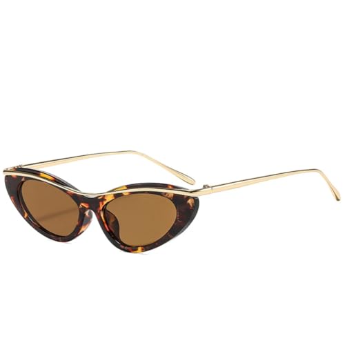 PPFVVTV Beliebte Luxus-Cat-Eye-Sonnenbrille für Damen, Trend, kleiner Rahmen, Herrenbrille, Outdoor-Reise-Sonnenbrille, Damen, UV400 (Leopardenbraun) von PPFVVTV