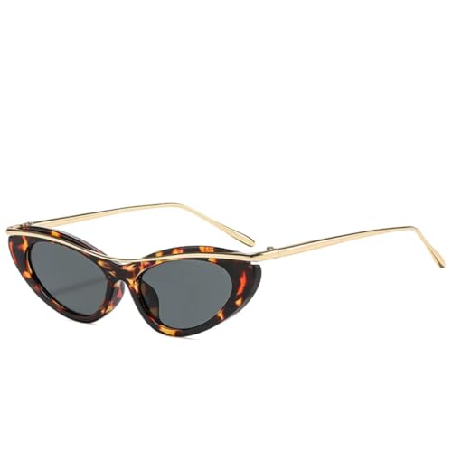 PPFVVTV Beliebte Luxus-Cat-Eye-Sonnenbrille für Damen, Trend, kleiner Rahmen, Herrenbrille, Outdoor-Reise-Sonnenbrille, Damen, UV400 (Leopardengrau) von PPFVVTV