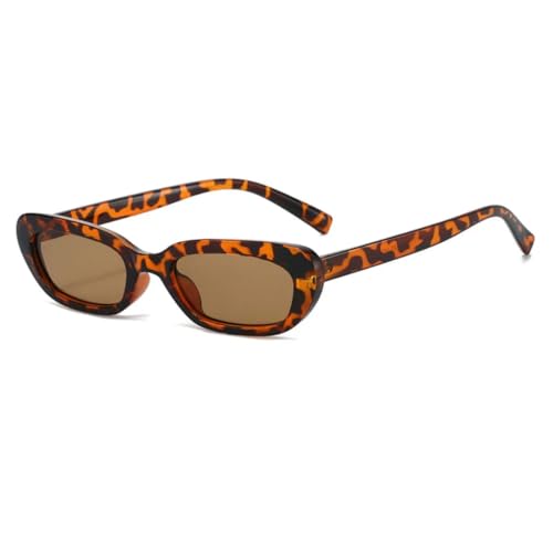 PPFVVTV Beliebte Mode Luxus Sonnenbrillen Frauen Rechteck Sonnenbrille Weibliche Candy Farbe Brillen (Leopard-Braun) von PPFVVTV