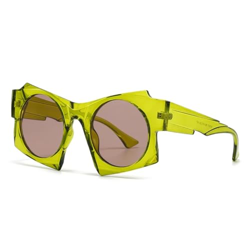 PPFVVTV Beliebte Retro-Punk-Sonnenbrille für Herren, Polygon, lässiger Sonnenschutz, modische Damen-UV-Schutzbrille (grün) von PPFVVTV