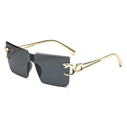 PPFVVTV Große randlose Sonnenbrille für Damen und Herren, rechteckige Sonnenbrille mit Metallrahmen (1) von PPFVVTV