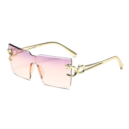 PPFVVTV Große randlose Sonnenbrille für Damen und Herren, rechteckige Sonnenbrille mit Metallrahmen (6) von PPFVVTV